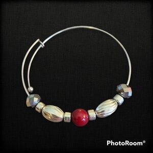 3/$30 Silver Beaded Bangle Bracelet